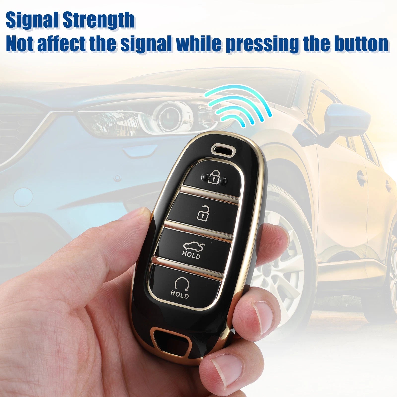 4 Button Keyless Entry Remote Cover for Hyundai Tucson Black (2016–2021)