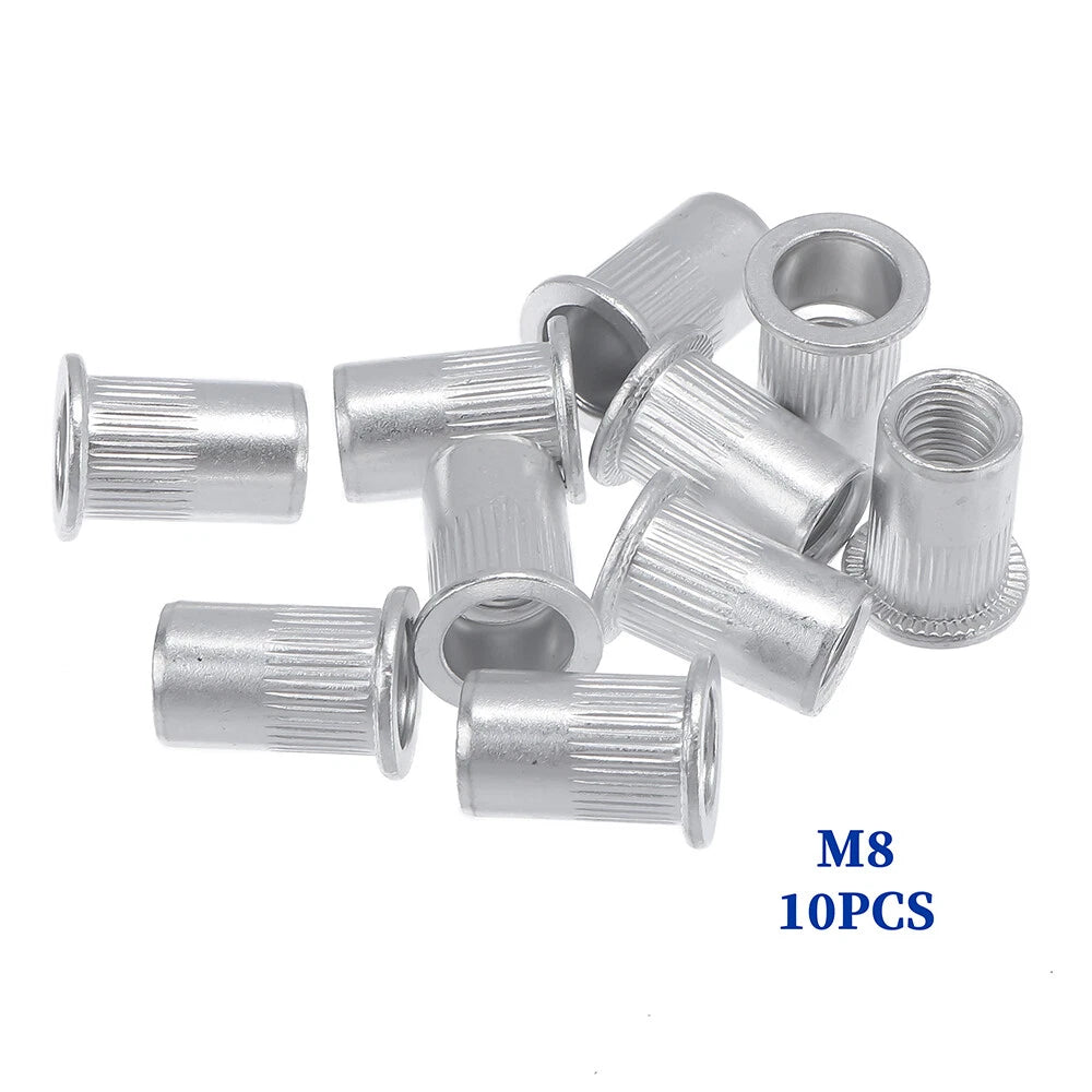 90Pcs Rivet Nut Set M3 M4 M5 M6 M8 M10 Aluminum Flat Head Inserts