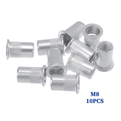 90Pcs Rivet Nut Set M3 M4 M5 M6 M8 M10 Aluminum Flat Head Inserts