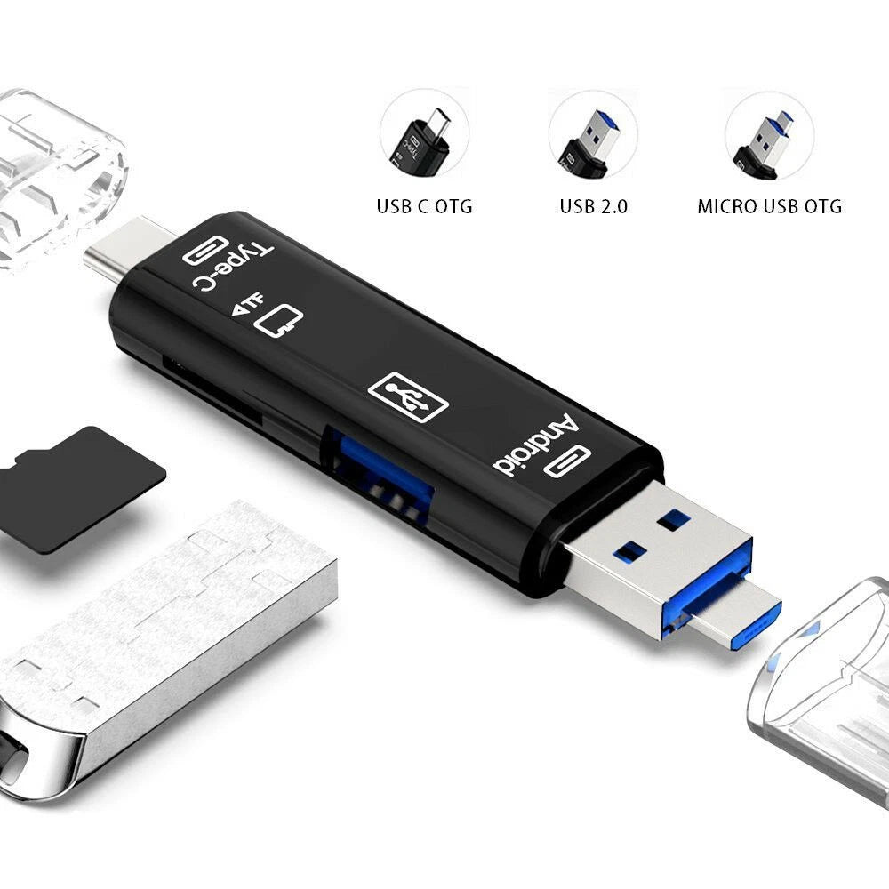 5-in-1 OTG Card Reader for Type-C Devices (Compatible with )