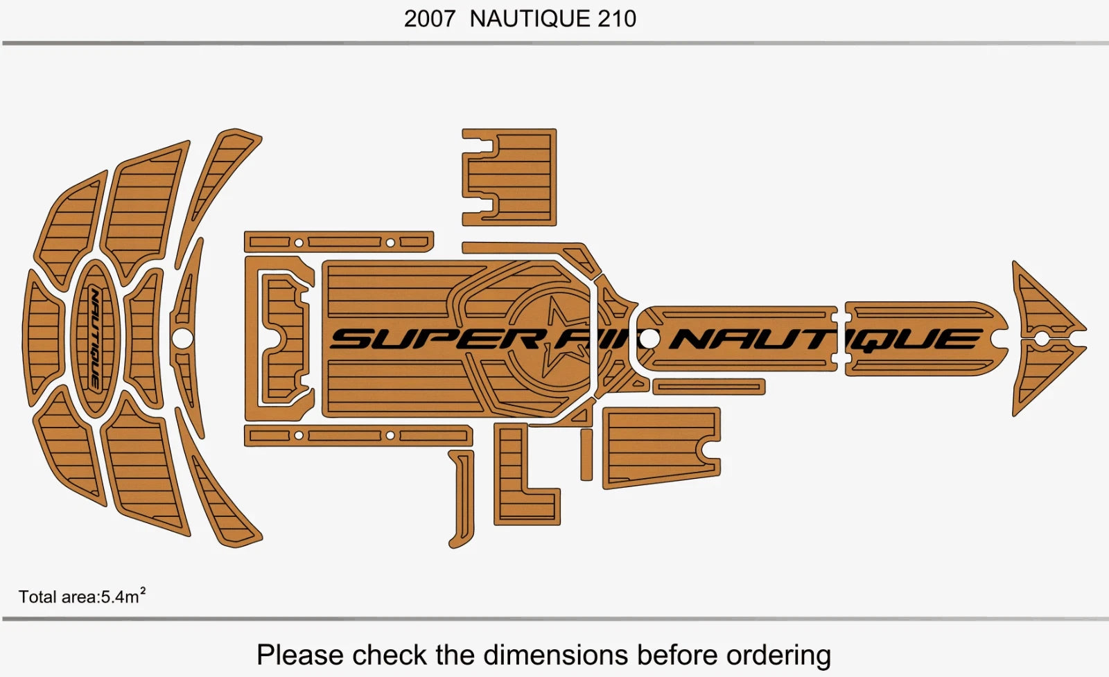 EVA Foam Teak Deck Pads for Nautique 210 Super Air (2007)