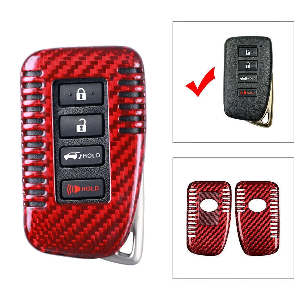 Carbon Fiber Remote Key Shell Cover Case for Lexus (2014–2017) Red