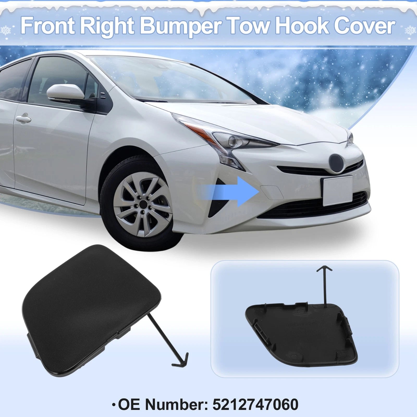 Front Right Tow Hook Cover Cap Replacement for Toyota Prius V (2014–2017)