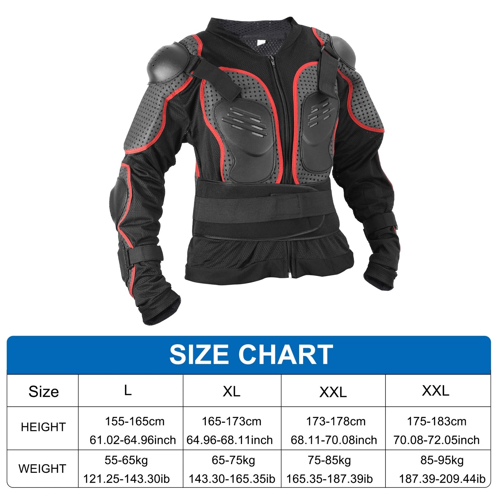 3XL Riding Protective Suit Replacement for Dirt Bike Motorcycle Off-Road (Red)