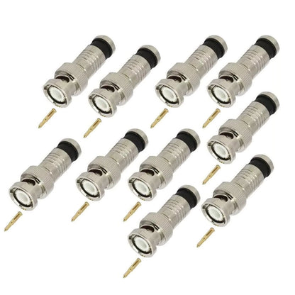 10PCS BNC Compression Connector Plug Adapter for CCTV RG6 Coax Cables