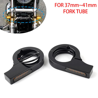 Black Motorcycle Fork Turn Signal Light Indicator Amber For Harley touring LED
