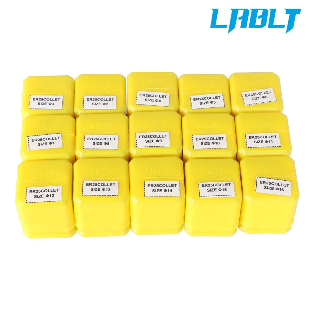 15Pcs ER25 Spring Collet Set for Engraving Machine Milling Lathe (2MM-16MM)