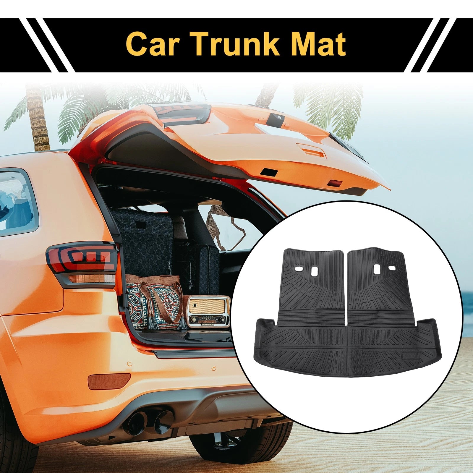 Cargo Liner Rear Trunk Mat TPE for Hyundai Santa Fe 2024–2025 Stripe Pattern