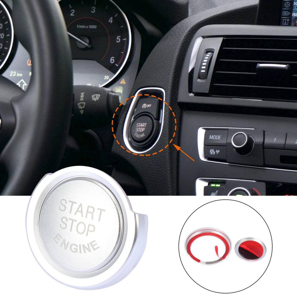 Start Stop Button Cap with Ring Kit for BMW 1 2 3 4 Series X1 X2 Silver (2008–2022)