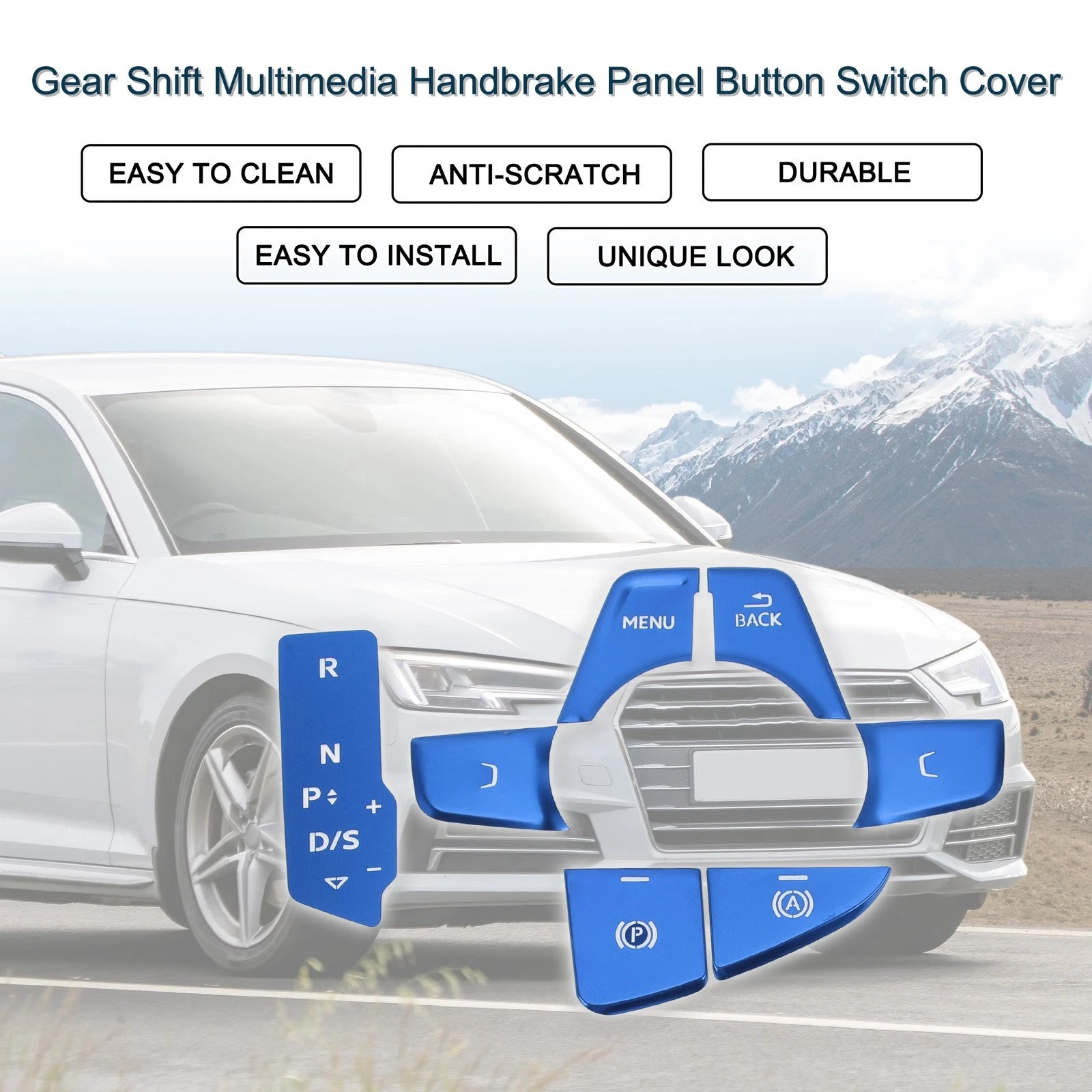 Handbrake Panel Button Switch Cover for Audi A4 B9 A5 (2017–2019) Blue