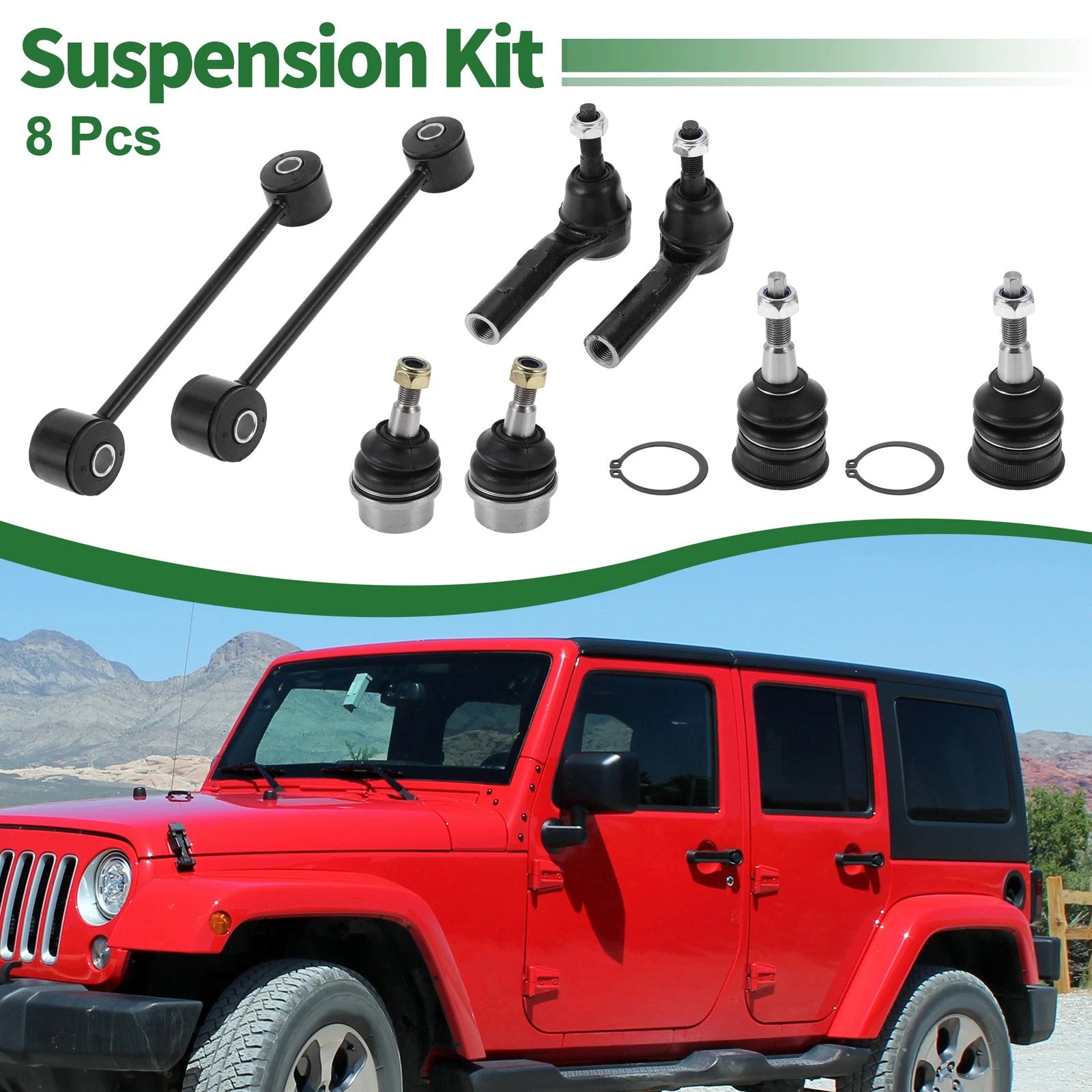 8pcs Front Suspension Kit Outer Tie Rod End for Jeep Grand Cherokee (1999–2004)