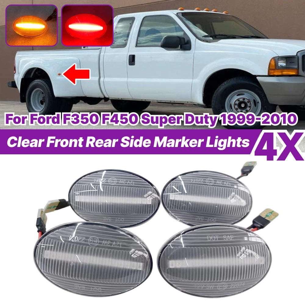 Set of 4 Front Rear Side Marker Lights for Ford F350 F450 Super Duty (1999–2010)