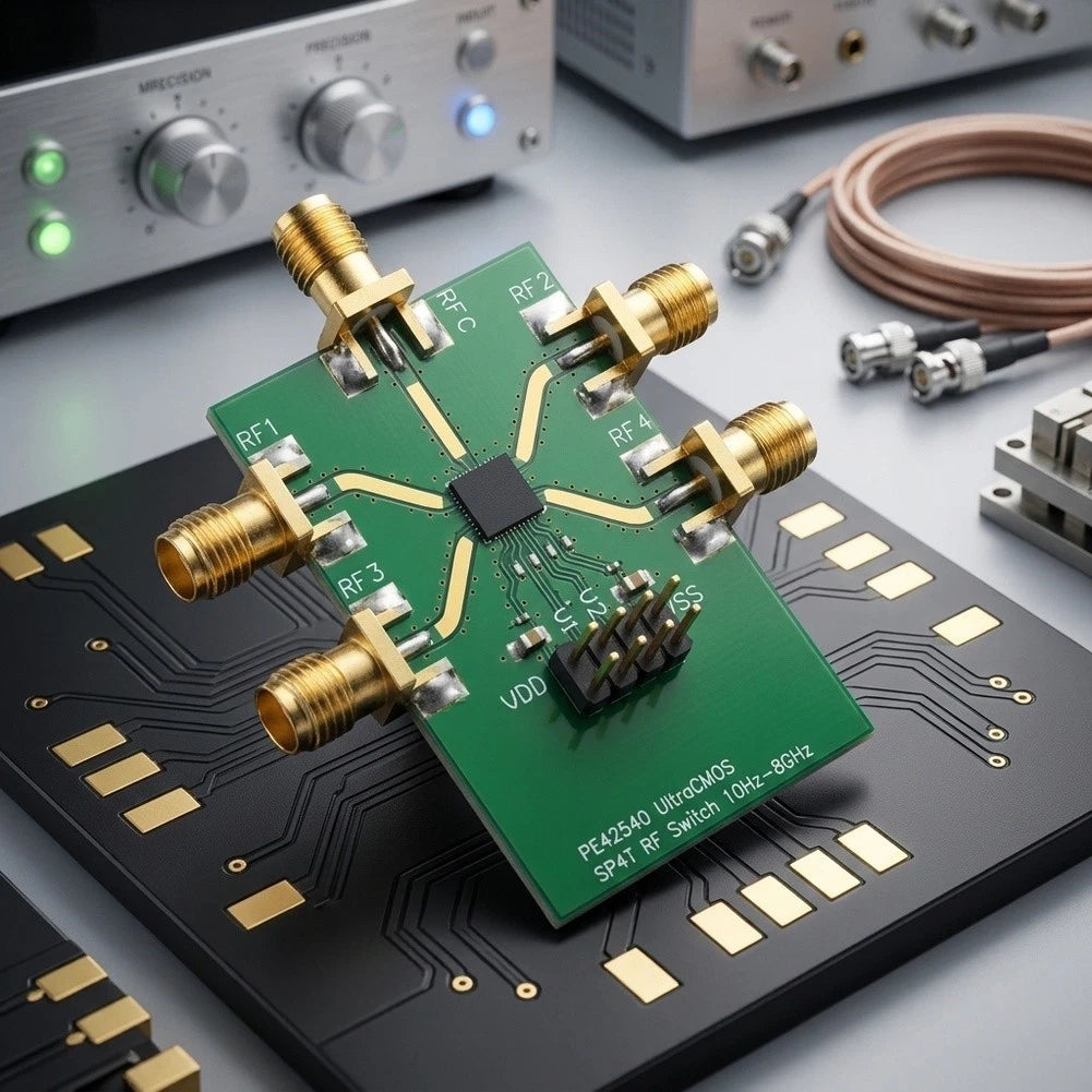 RF SP4T Switch Module 10Hz-8GHz Gold Plated PCB for Lab Calibration