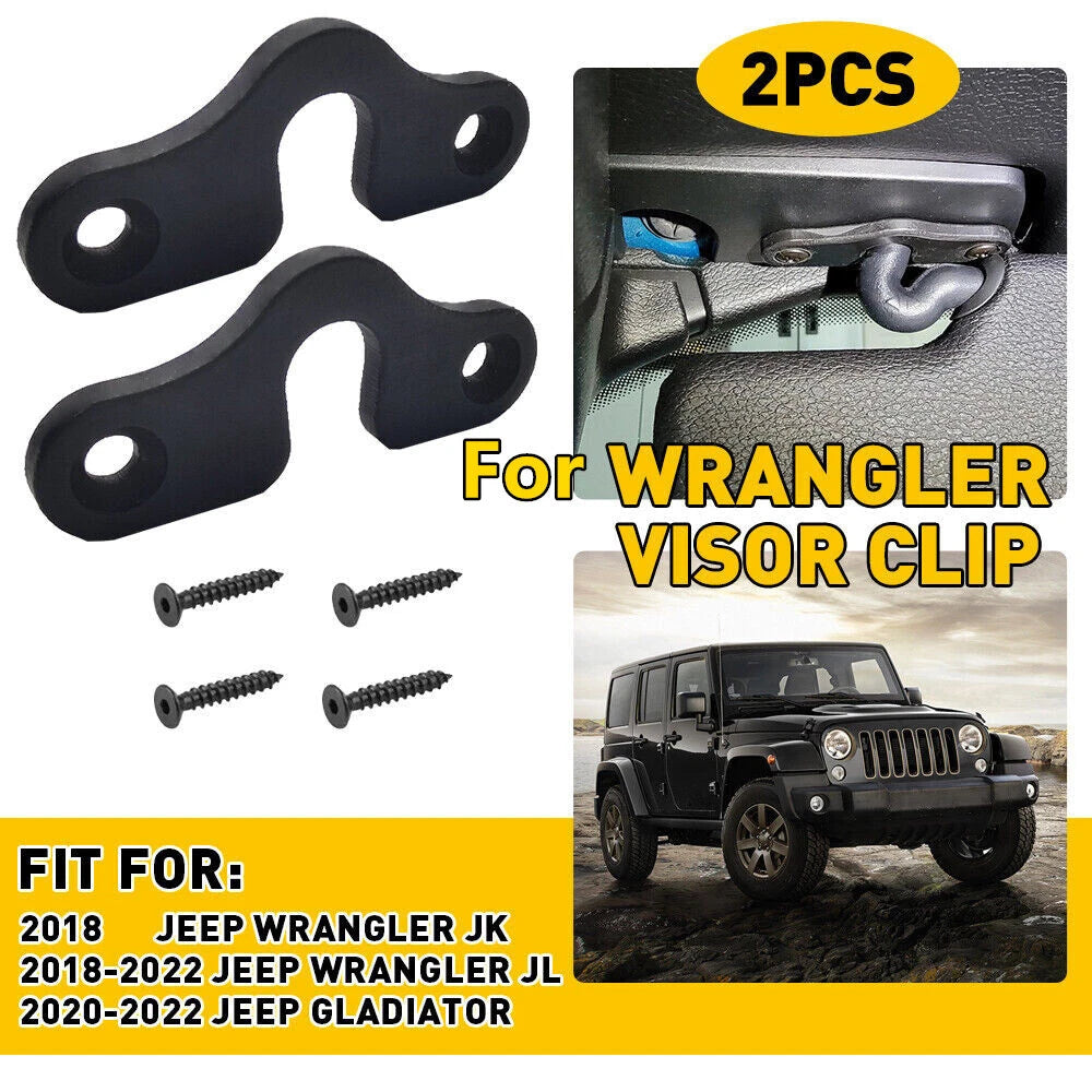 Set of 2 Sun Visor Clips for Jeep Wrangler JL (2018–2022) Gladiator (2020–2022)
