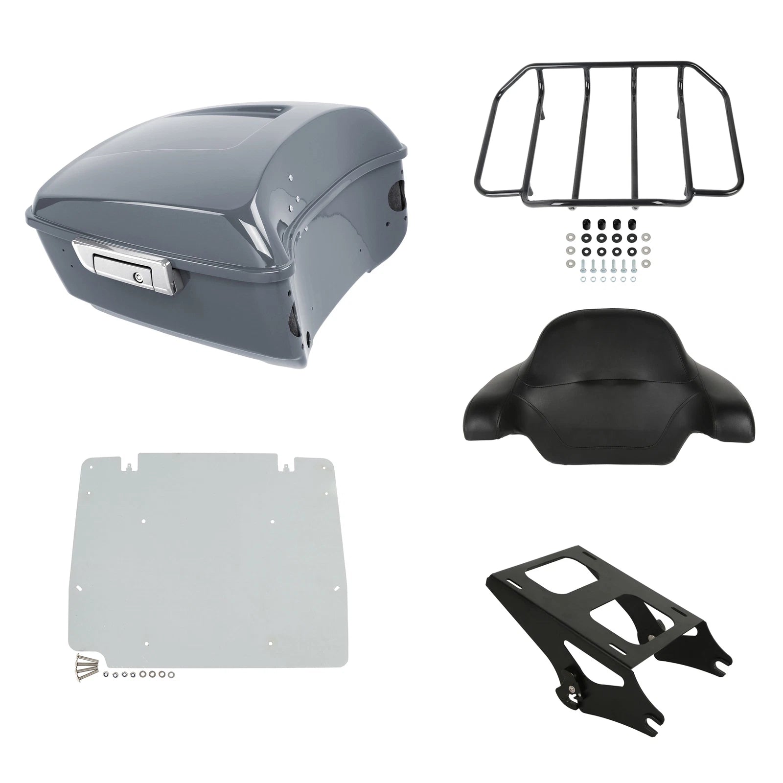Backrest Plate Mount Rack for Harley Touring (2014–2026) Gunship Gray