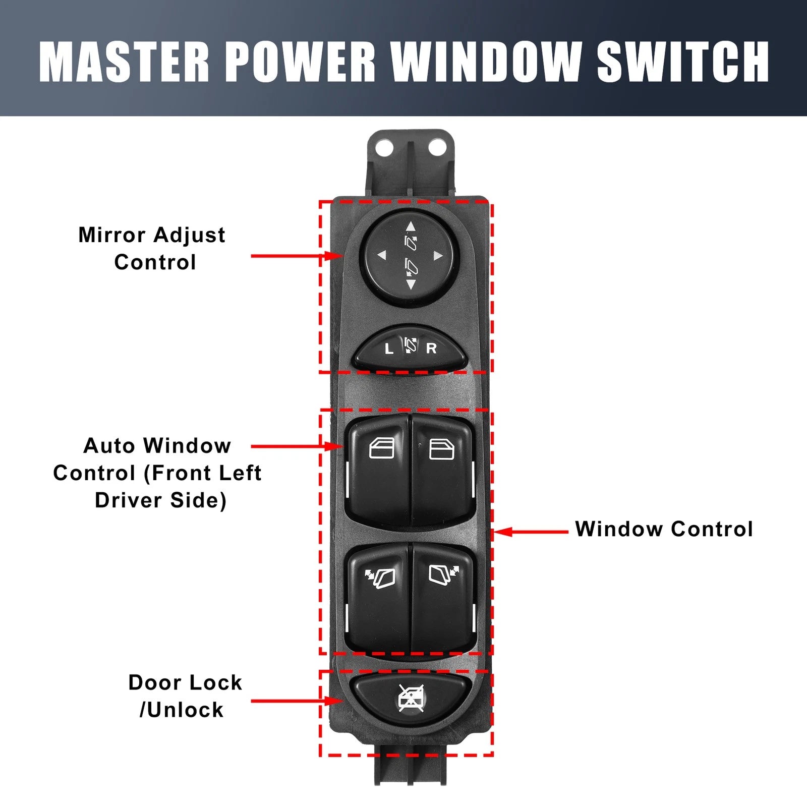 Car Power Window Switch Driver Side for Mercedes Viano Vito (2003–2010)