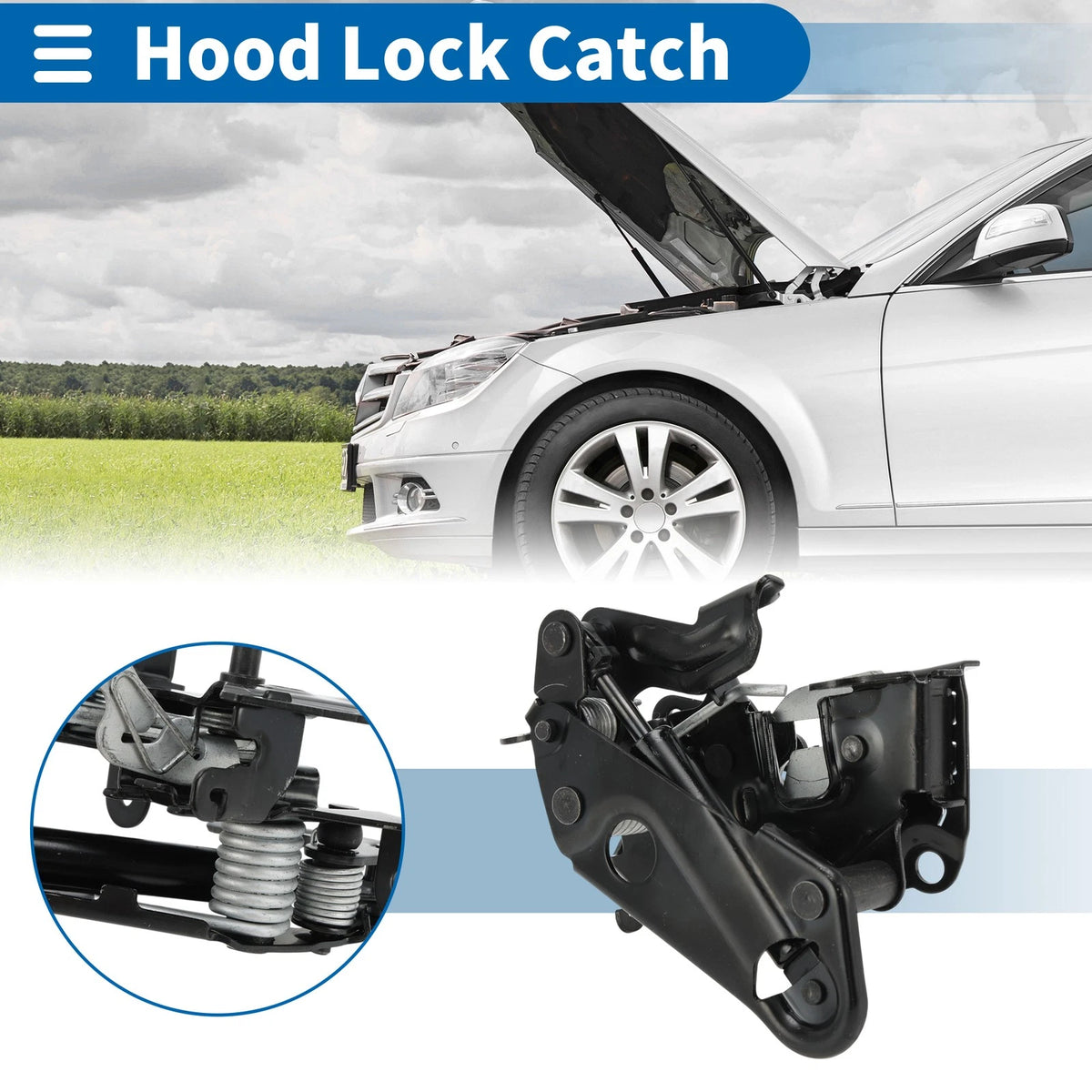 Hood Latch Assembly for BMW 528i Engine Hood Latch Lock Release (2008–2010)