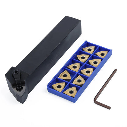 25mm Lathe Turning Blade Wrench Holder + 10 Carbide Inserts