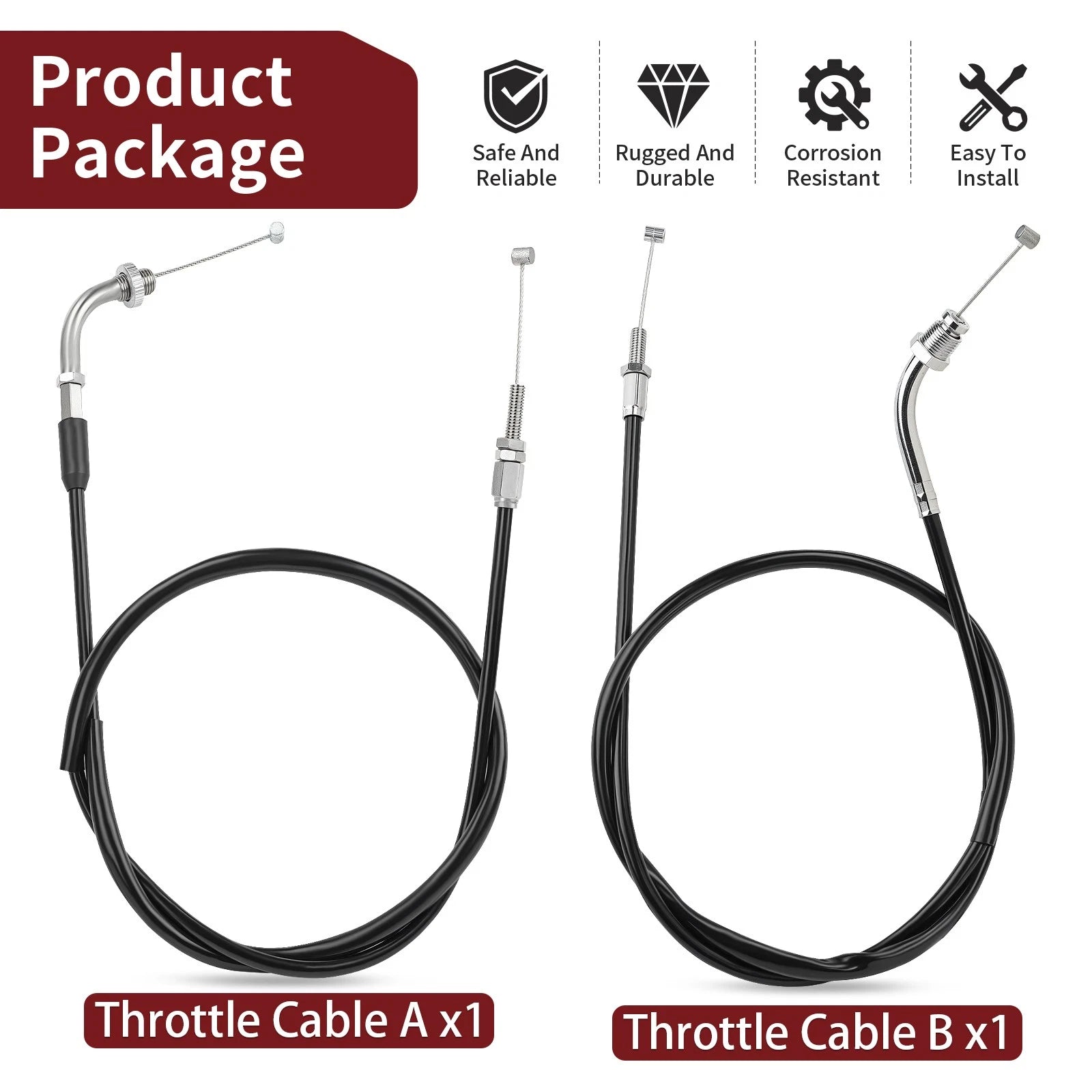 Throttle Cable Set for Honda VTX1300C (2004–2009) 17910-MEM-670, 17920-MEM-670