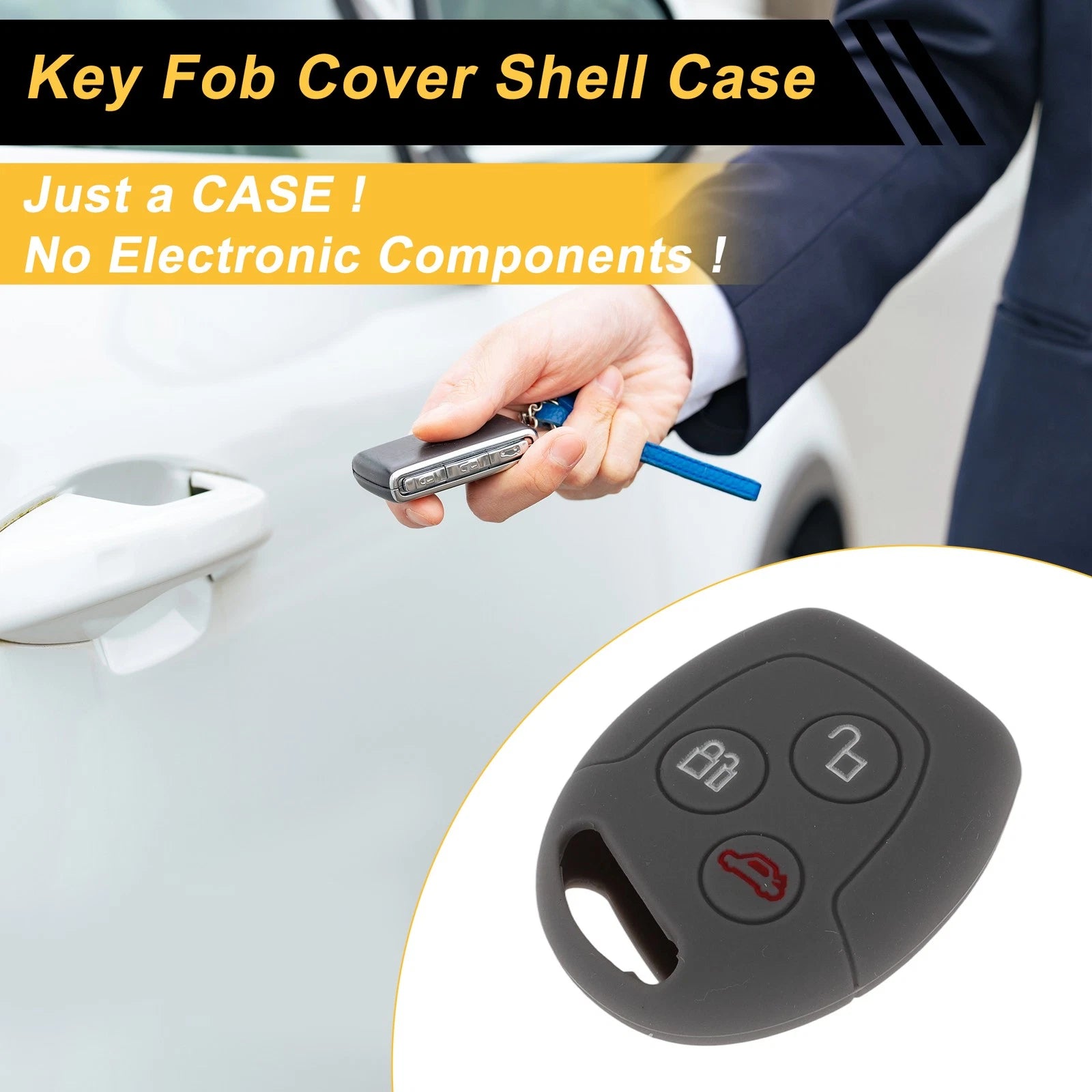 Gray Car Key Case for Ford Courier (2016–2023) - 3 Buttons