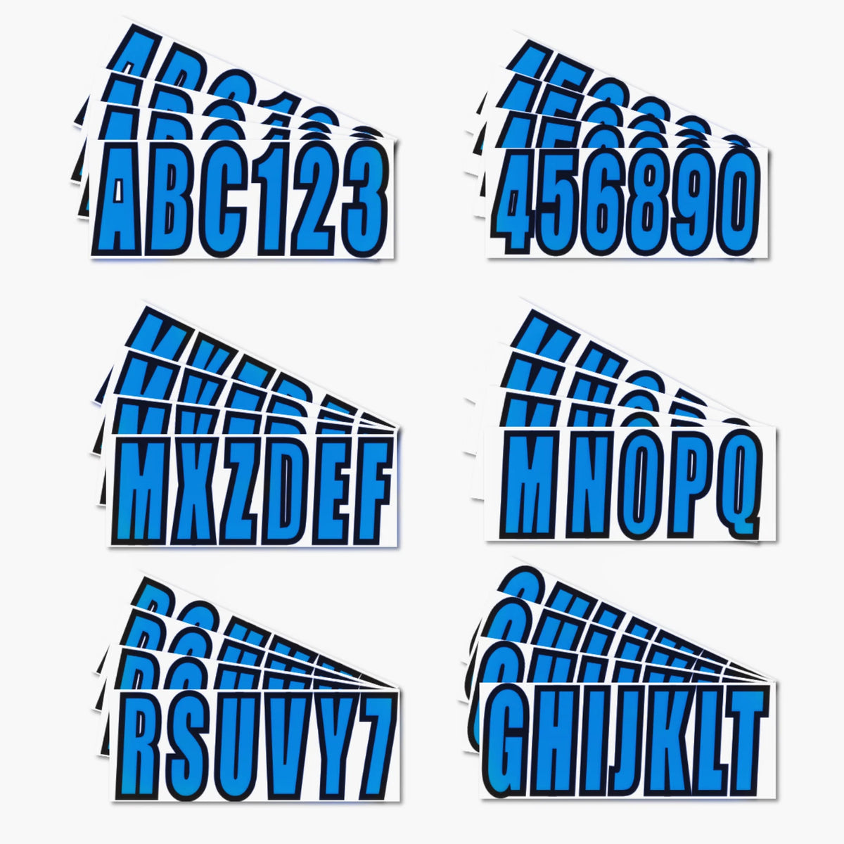 Set of 4 PWC Identification Numbers Decal Registration A-Z 0-9 Blue for Boat