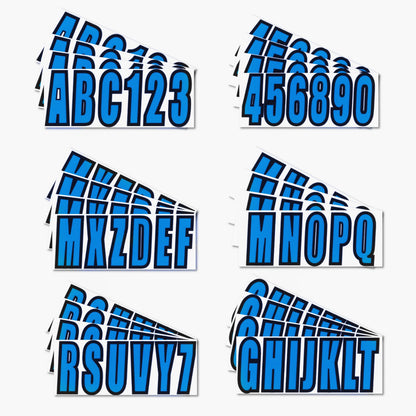 Set of 4 PWC Identification Numbers Decal Registration A-Z 0-9 Blue for Boat