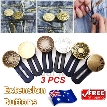 3 Pcs Metal Retractable Button Buckle for Jeans Waist Band