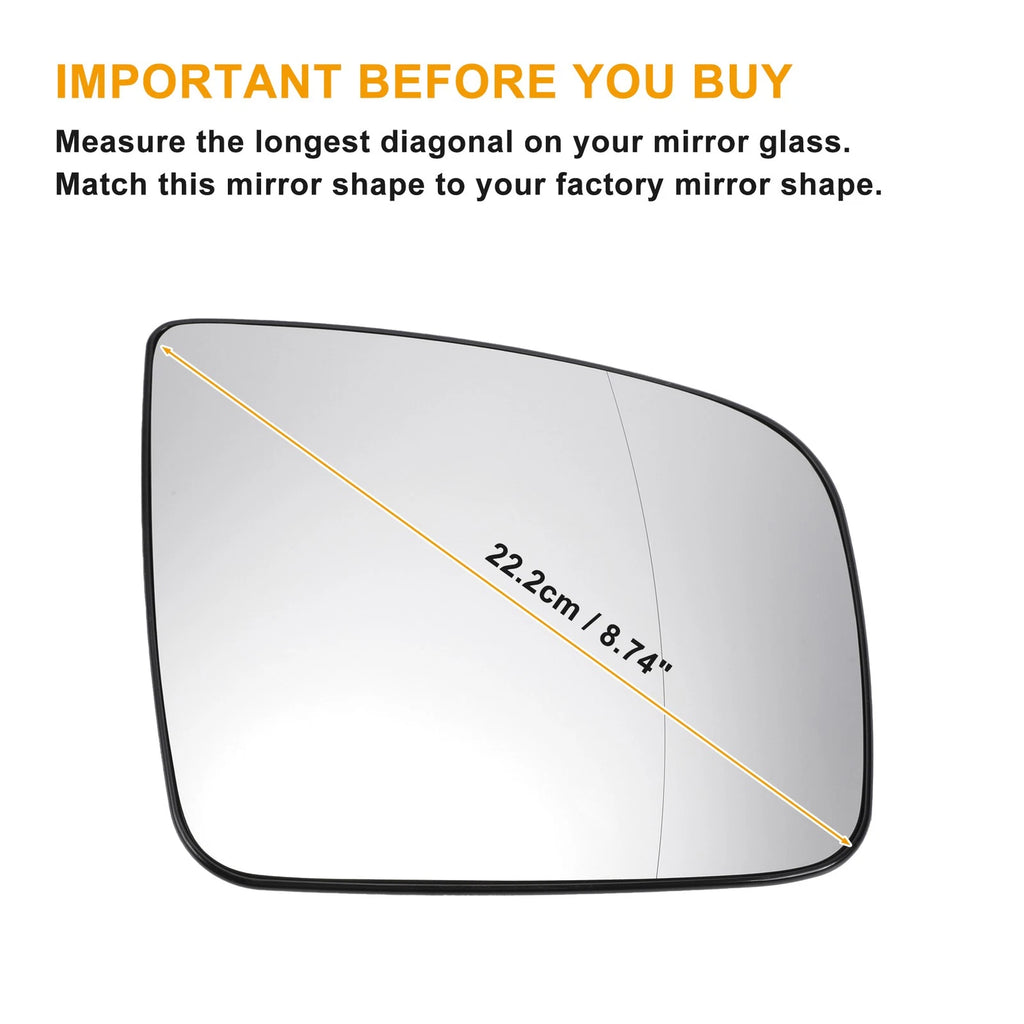 Right Side Mirror Glass with Back Heated for Mercedes Viano (2010–2020)