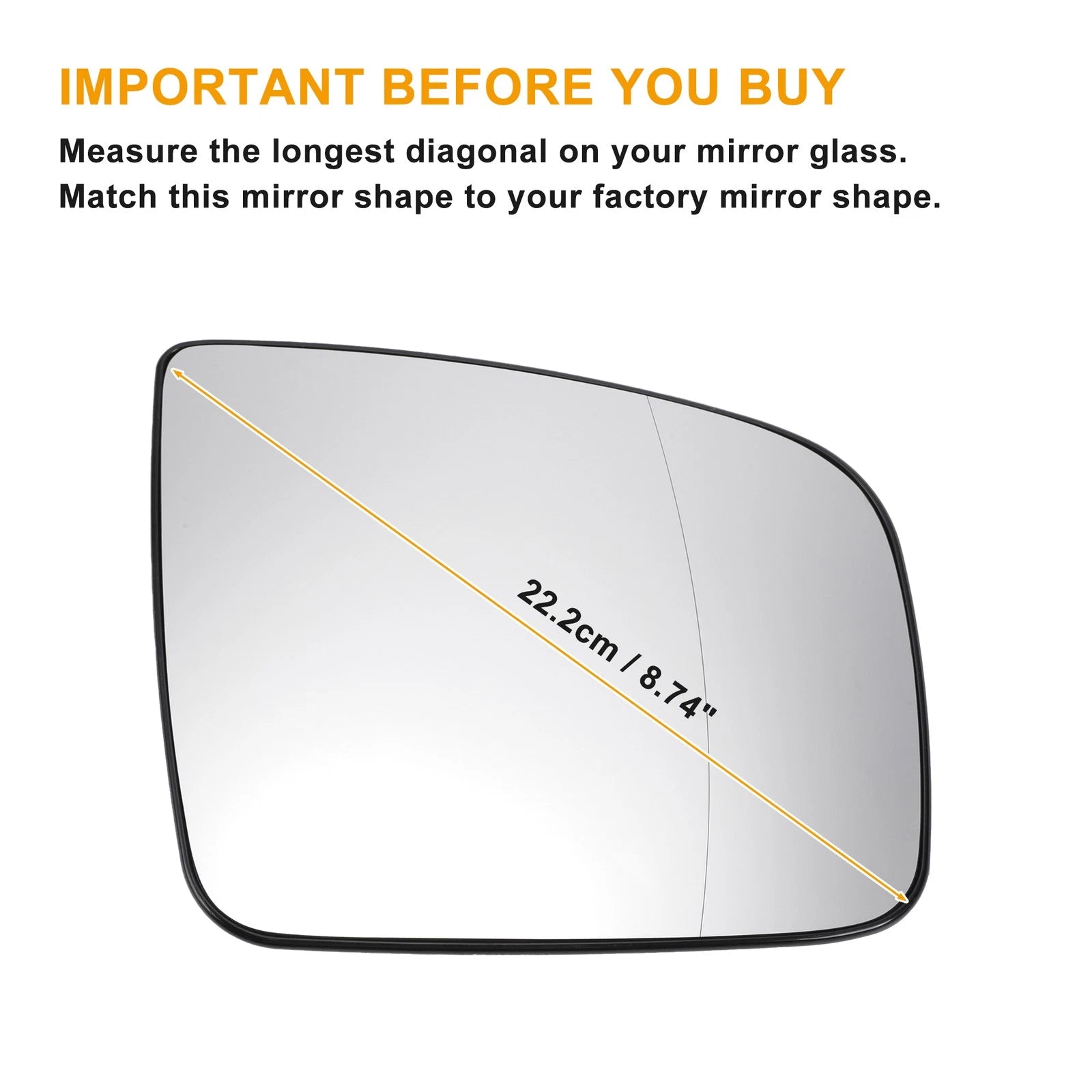 Right Side Mirror Glass with Back Heated for Mercedes Viano (2010–2020)