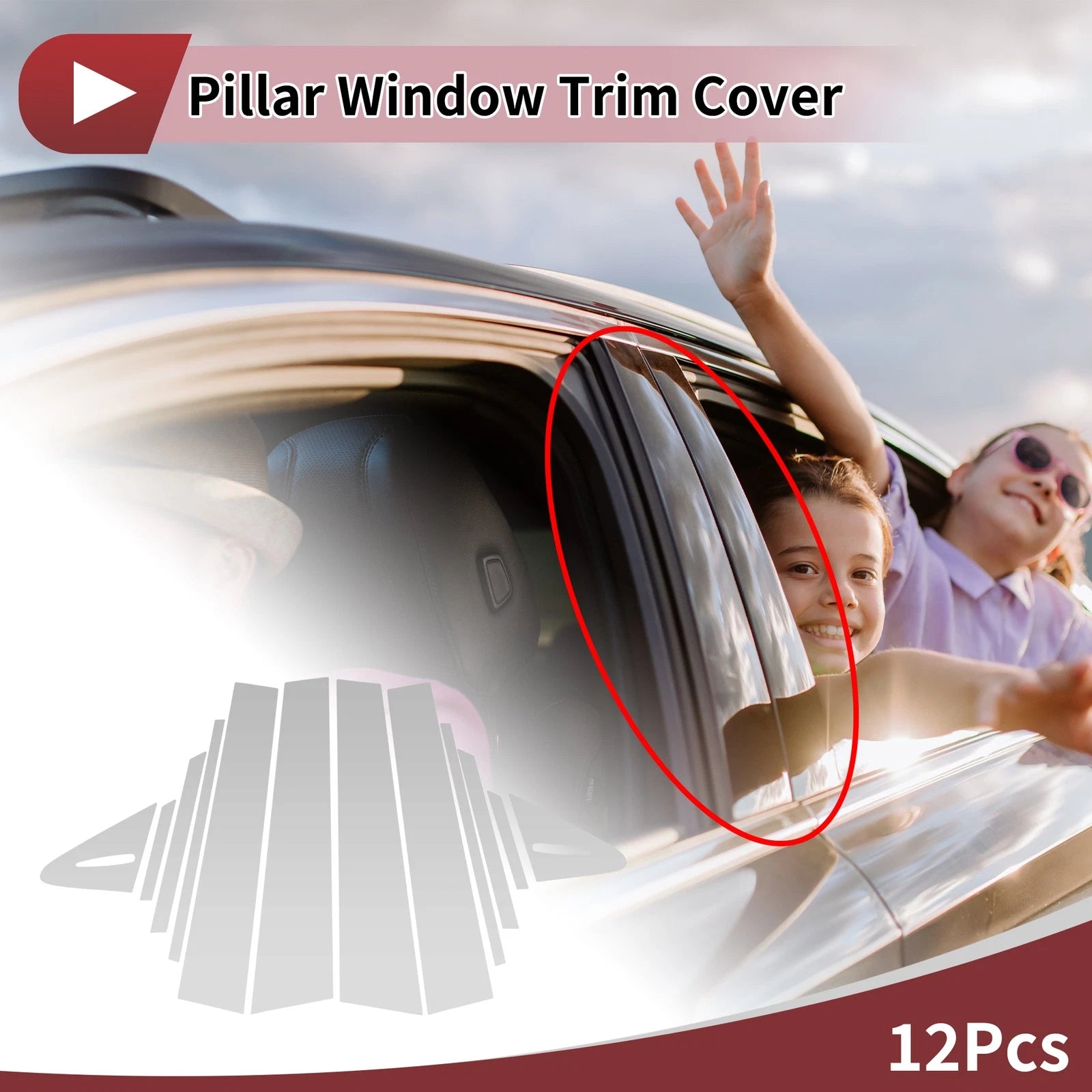 12 Pcs Door Pillar Window Trim Replacement for Toyota Allion (2021–2023)