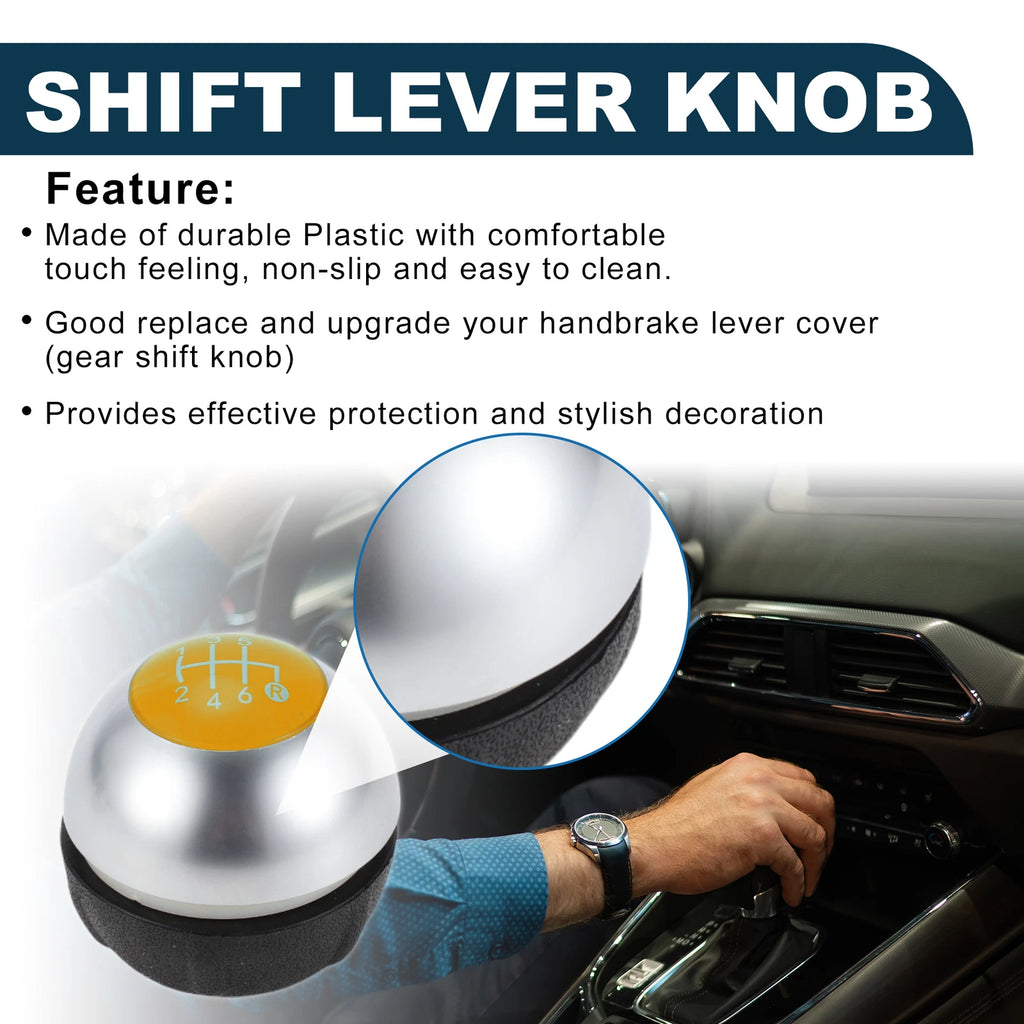6 Speed Manual Shift Knob for Fiat 500 (2012–2023) Matte Silver Tone Yellow