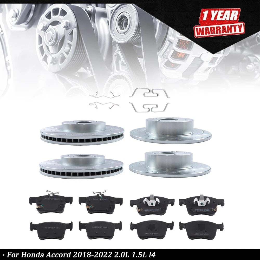 Front & Rear Brake Disc & Pad Kit for Honda Accord (2018–2022) 2.0L 1.5L L4
