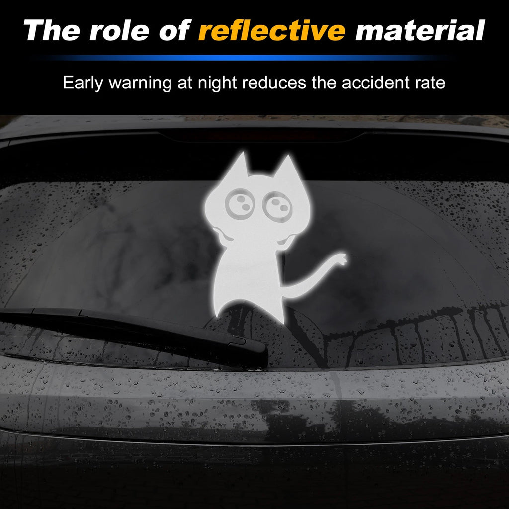 Reflective Bumper Decal for Car (White Square Cat)