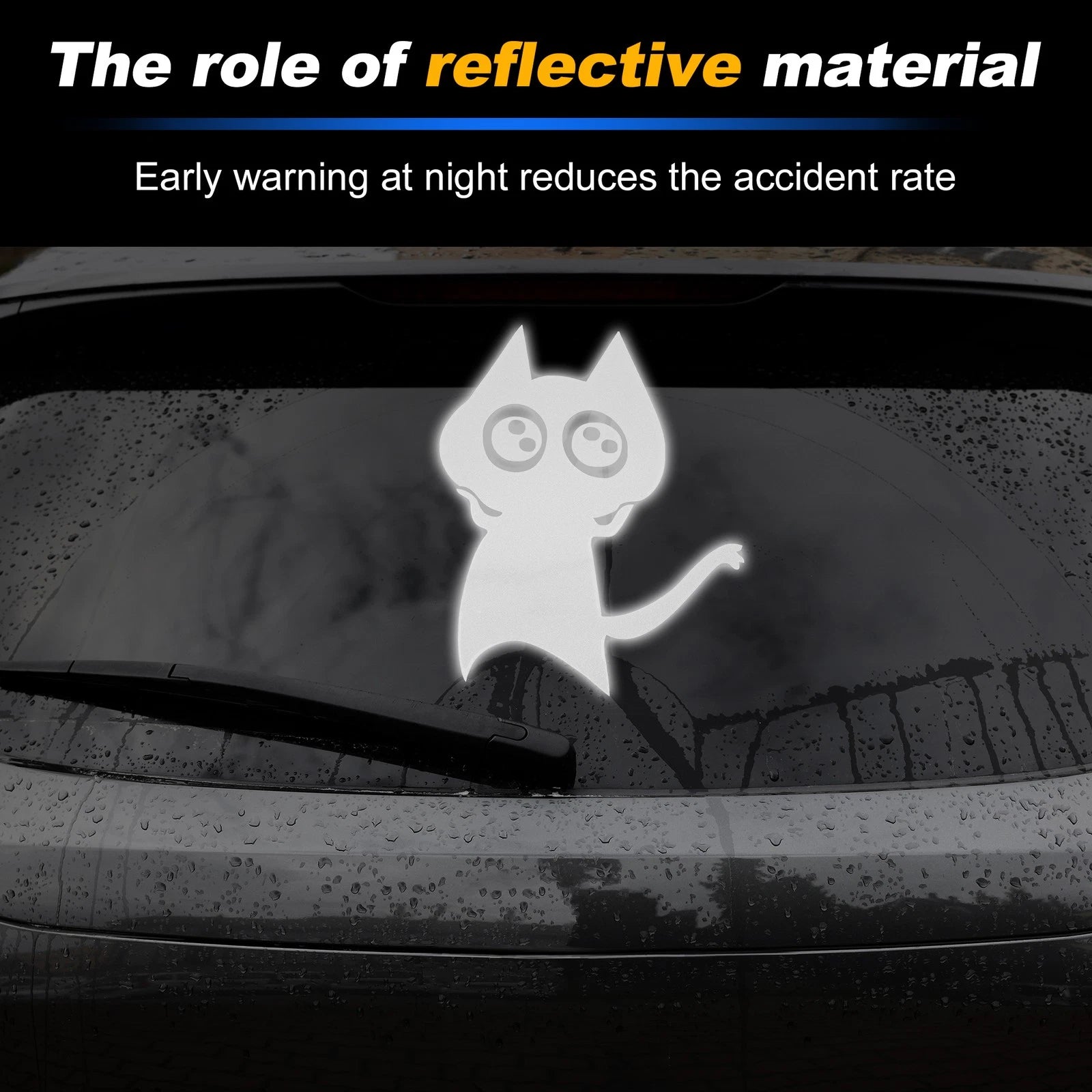 Reflective Bumper Decal for Car (White Square Cat)