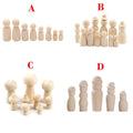 Set of 4 Wooden Peg Dolls for Kids DIY Craft