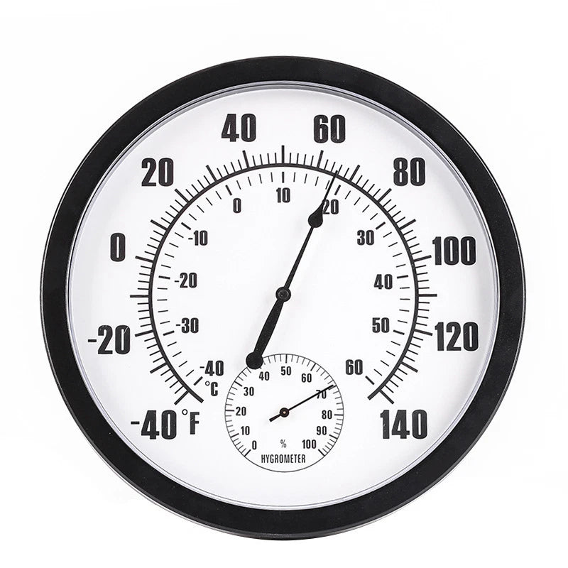 Indoor Outdoor Temperature and Humidity Gauge with Large Round Dial Display