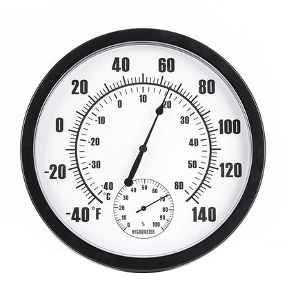Indoor Outdoor Temperature and Humidity Gauge with Large Round Dial Display