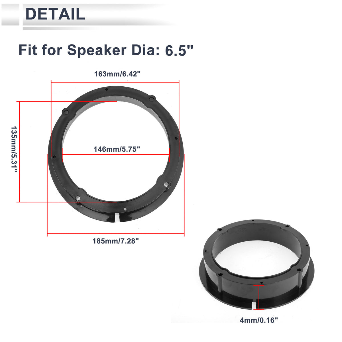 Tweeter Speaker Spacer Ring for Skoda Fabia 6.5 Inch 2 Pieces (2007–2014)