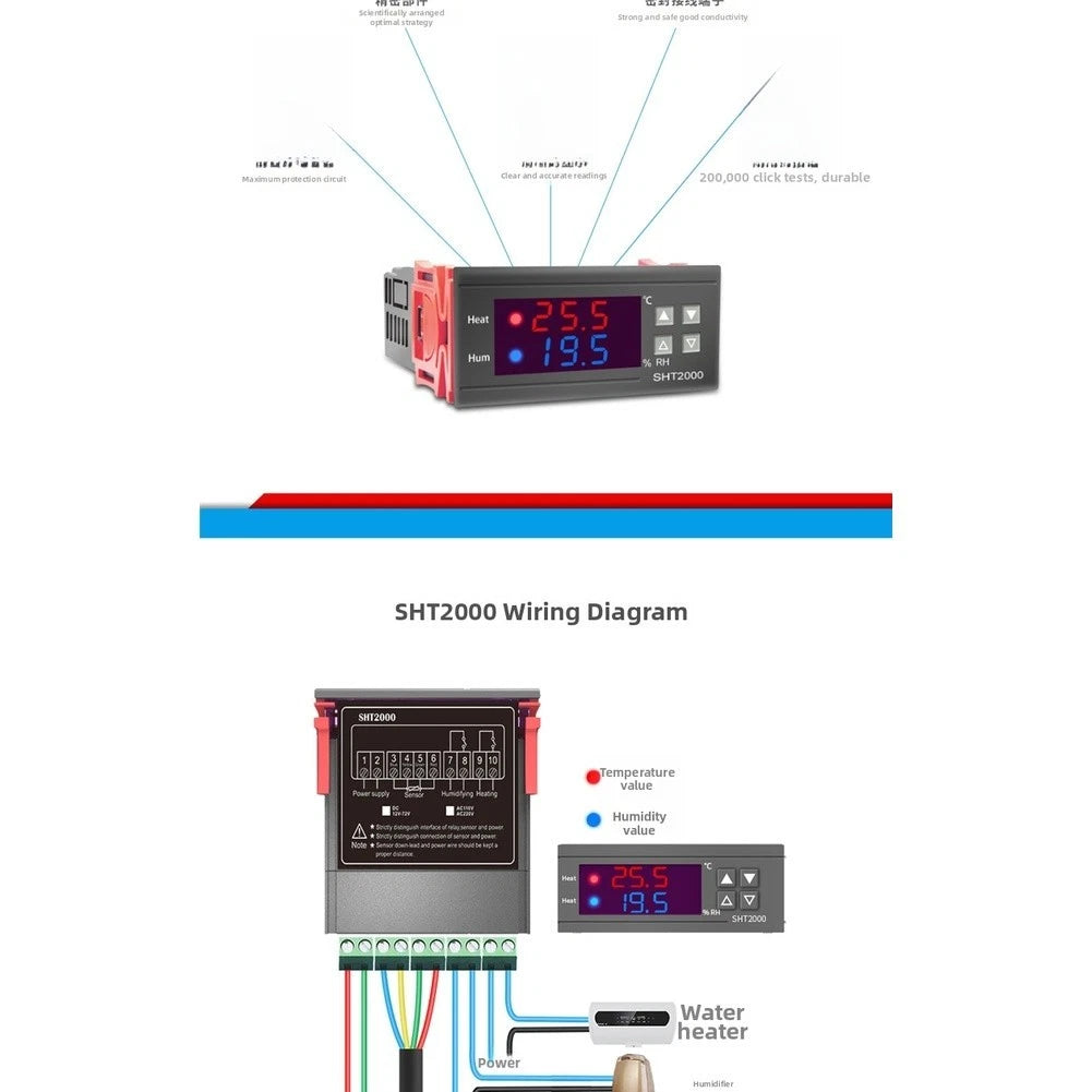 Dual Temperature and Humidity Controller SHT2000 AC110230V