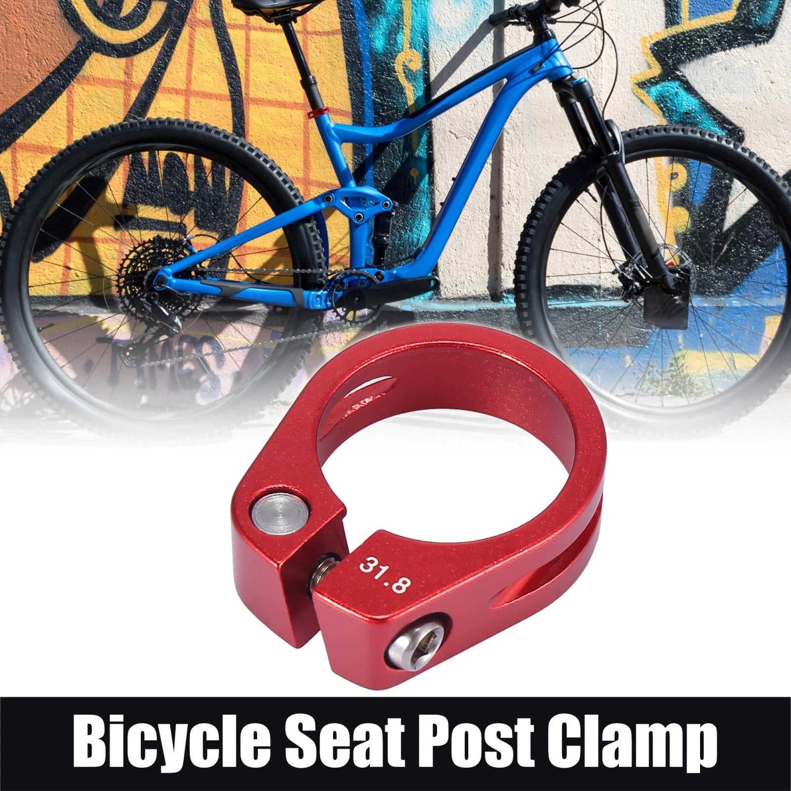 Seat Post Clamp 31.8mm Aluminium Alloy Replacement for Bicycle (Red) (2000–2026)