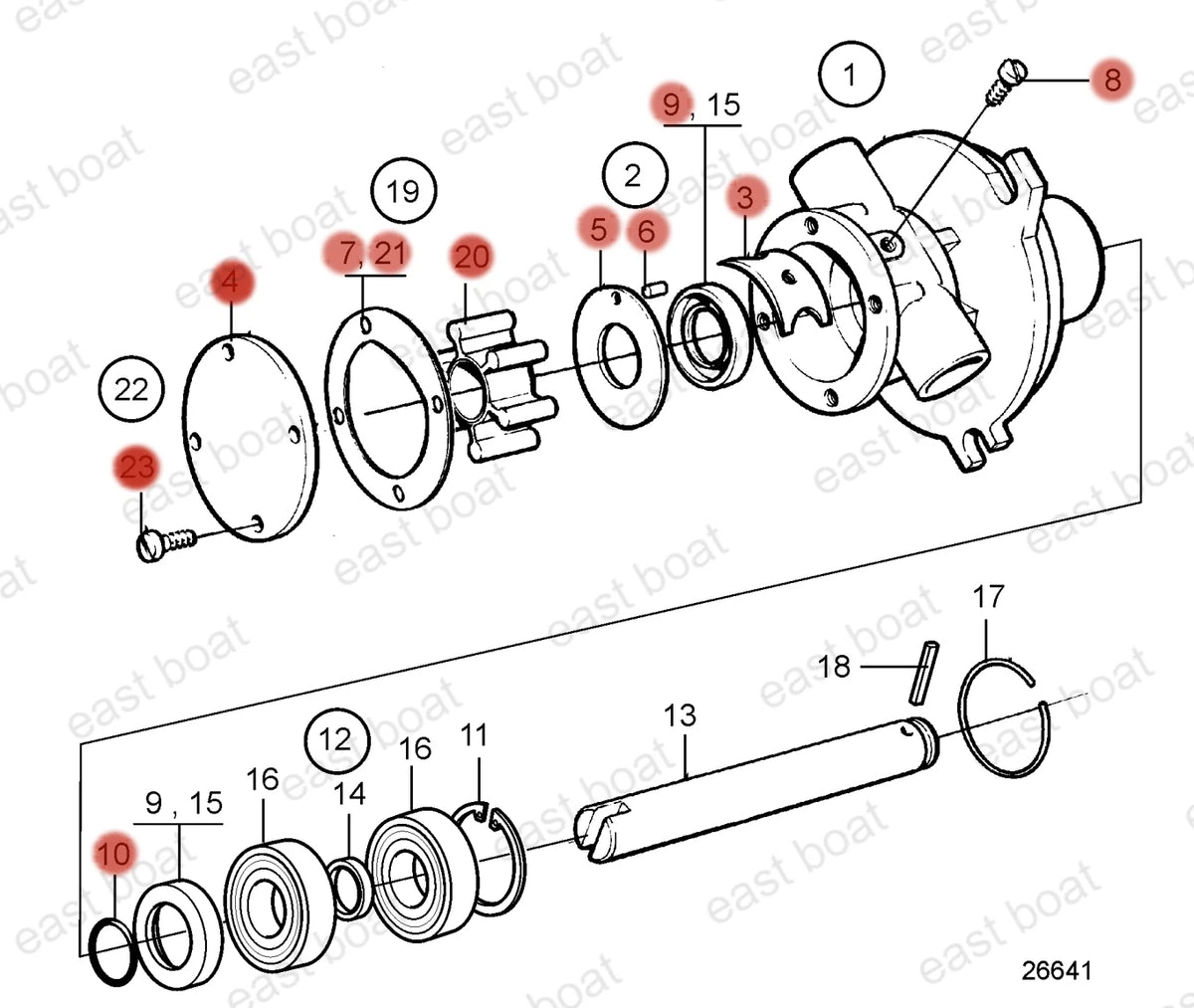 Water Pump Repair Kit for Volvo Penta MD5A MD6B MD7 MD11C MD11D (Marine)