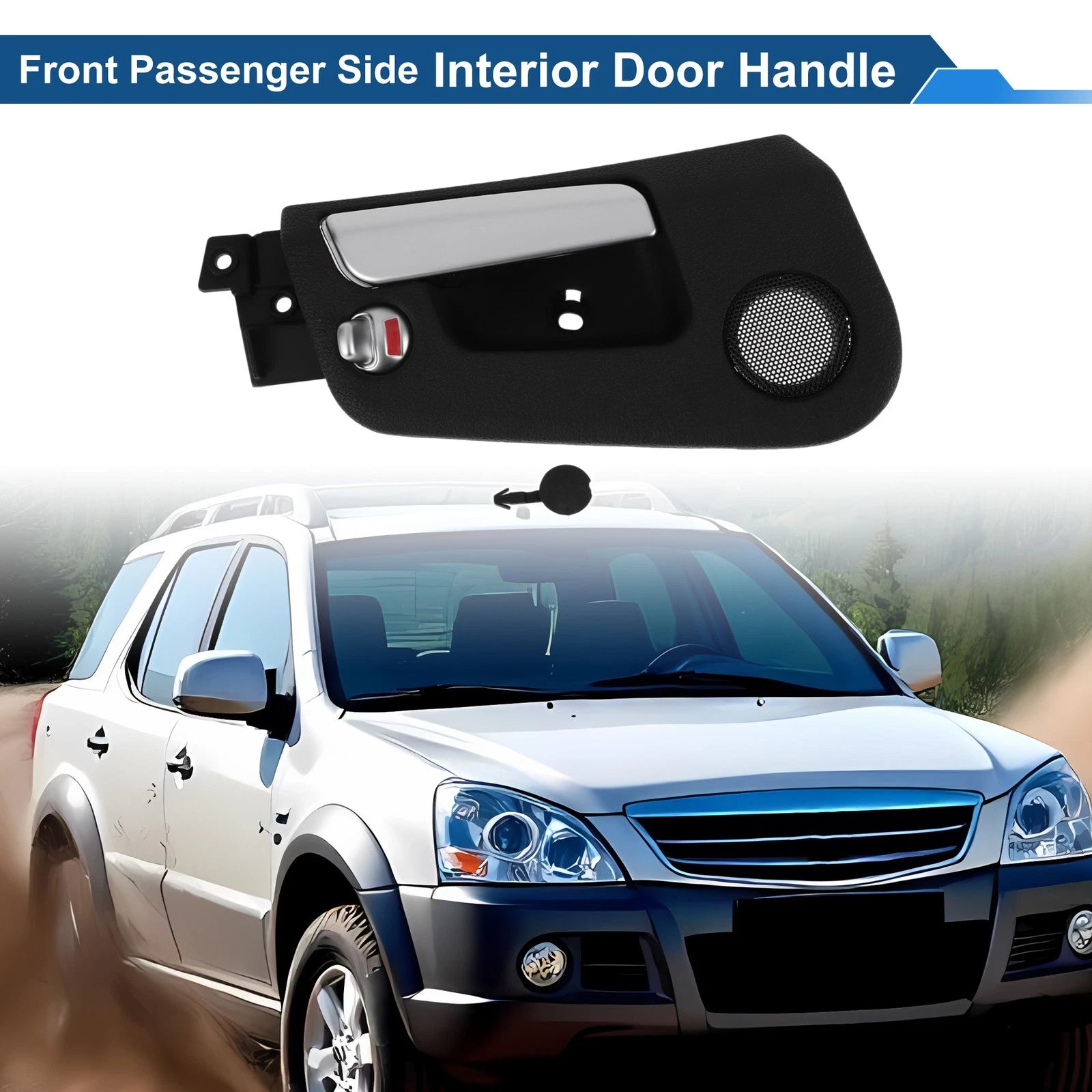 Front Driver Side Interior Door Handle for Roewe SsangYong (Black Chrome)
