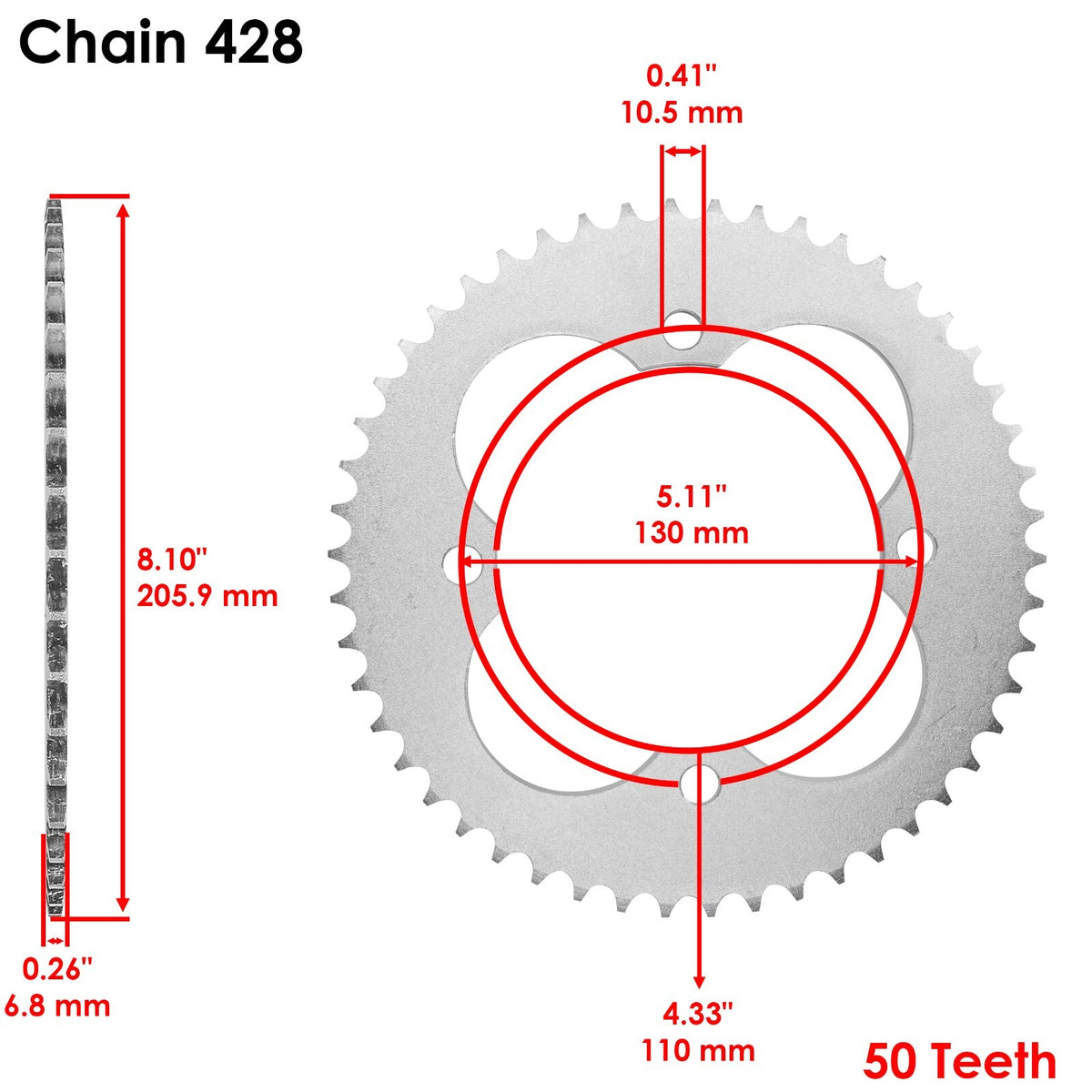 Front and Rear Sprockets Replacement Kit for Honda TRX90 (1993–2017)