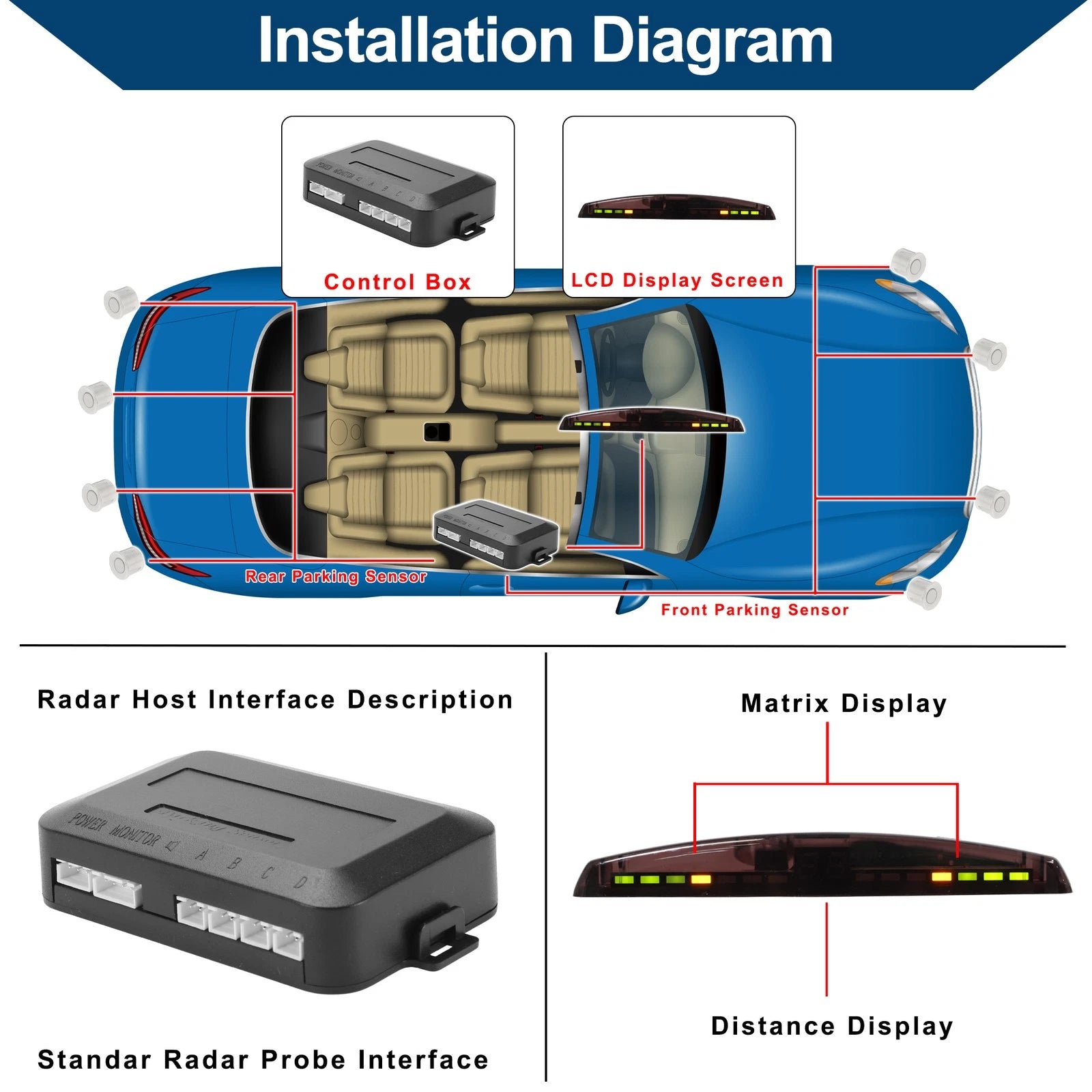 4X Reverse Parking Sensors for Car Auto