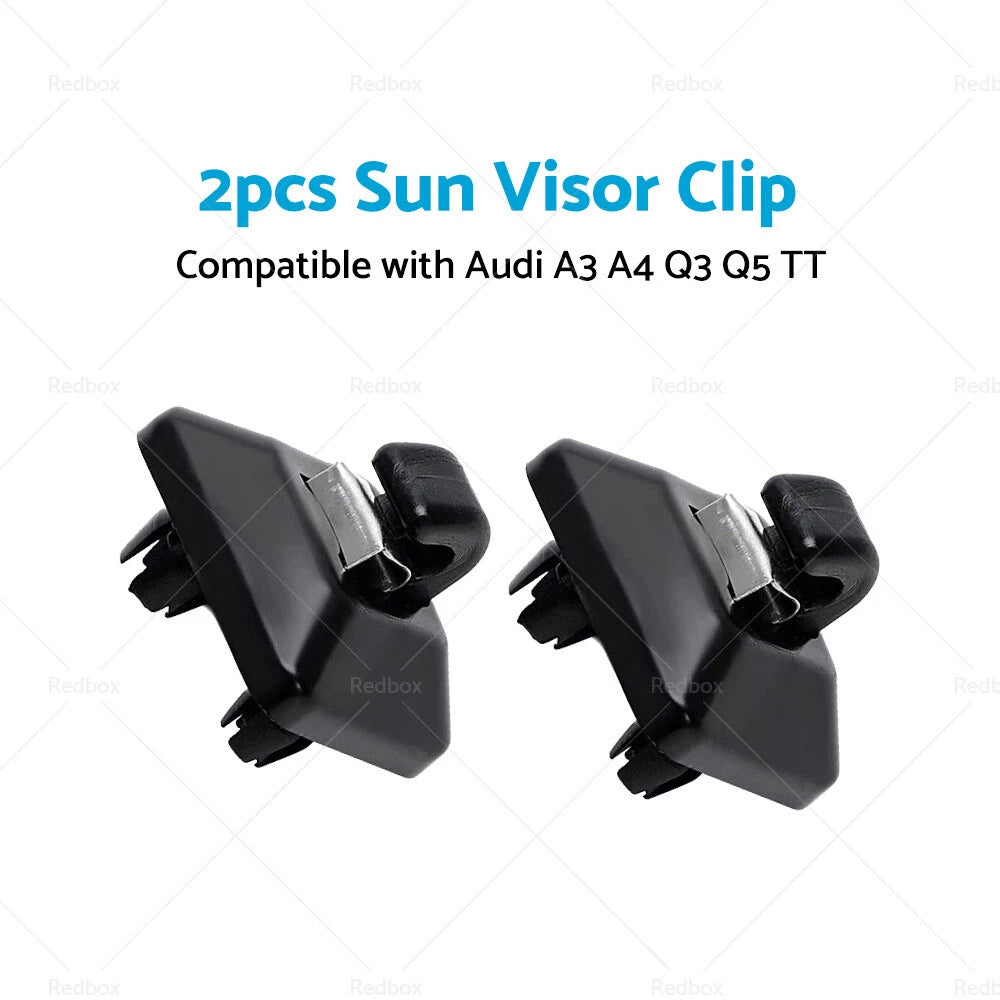 2X Sun Visor Clip Holder Hook Bracket for Audi A3 A4 Q3 Q5 TT (2010–2020)