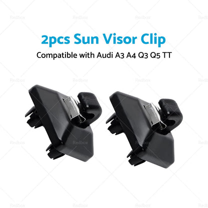 2X Sun Visor Clip Holder Hook Bracket for Audi A3 A4 Q3 Q5 TT (2010–2020)