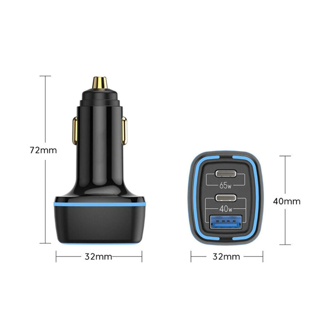 65W USB Type C PD Car Charger for iPhone 13, 12, Laptop (2020–2021)