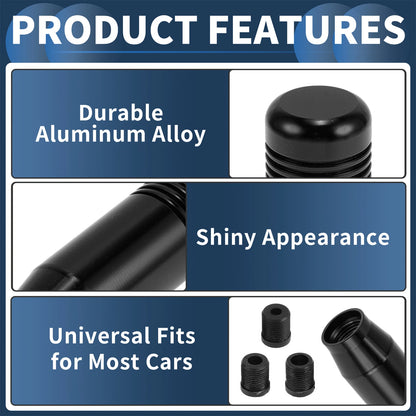 Shift Knob Set of 1 for Universal Automatic Manual (8.5cm, Aluminum Alloy, Black)