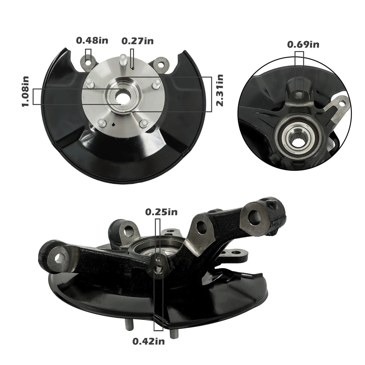 Front Steering Knuckle & Wheel Hub Bearing Assembly for Honda Civic (2006–2011) 698450