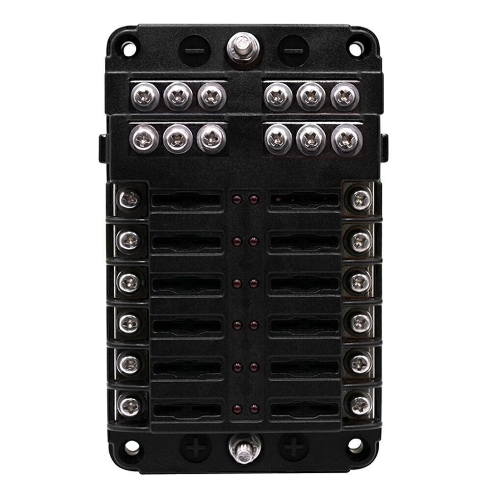 12-Way LED Indicator Waterproof Blade Fuse Box Holder Block ATC ATO